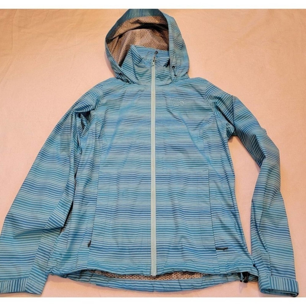 Mountain Hardware Womens Dry Q Elite Jacket Small Blue Hood Outdoor Rain Convert